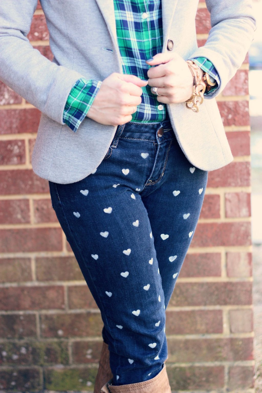 DIY Heart Patterned Jeans