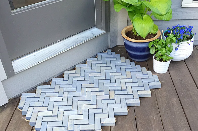 Herringbone Wood Doormat