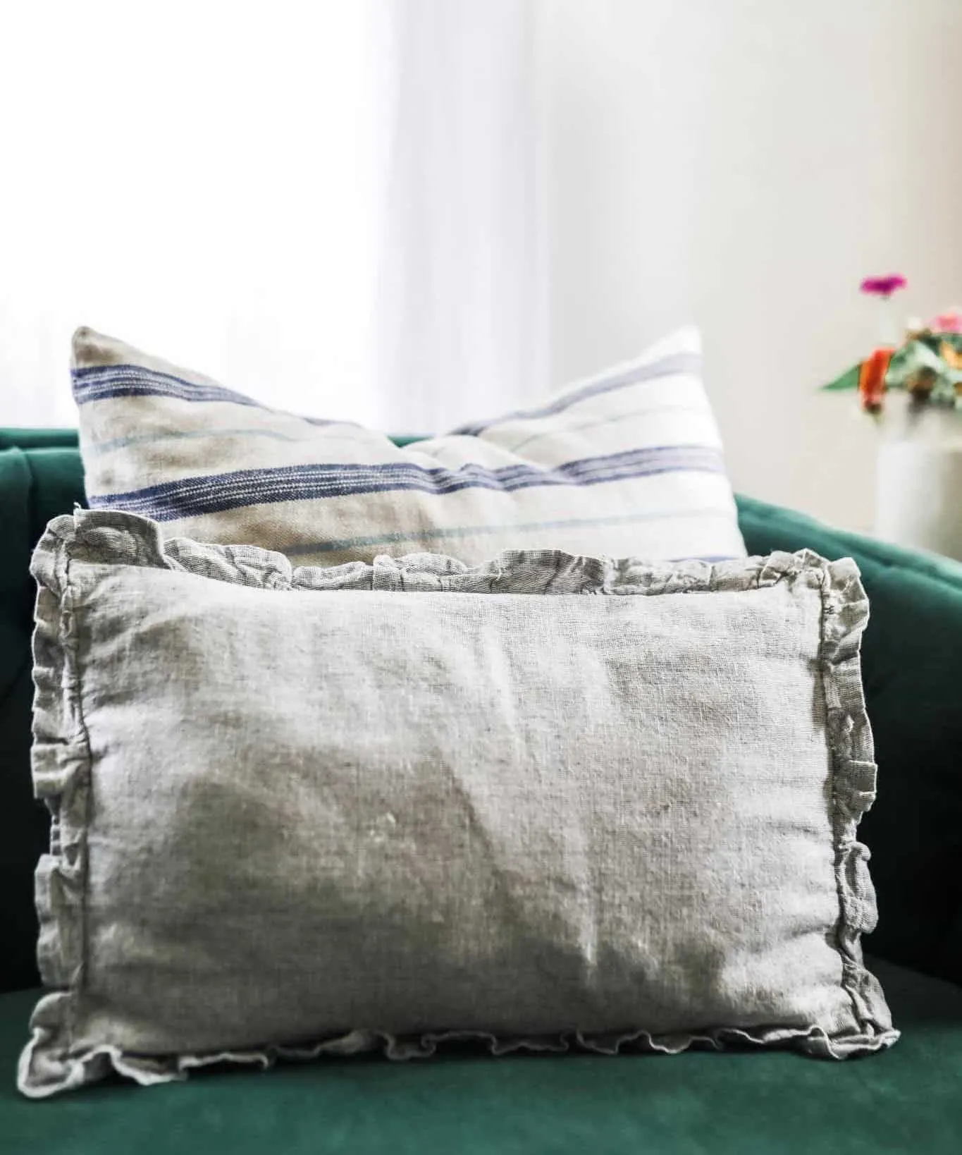 Ruffle Linen Pillow Cover