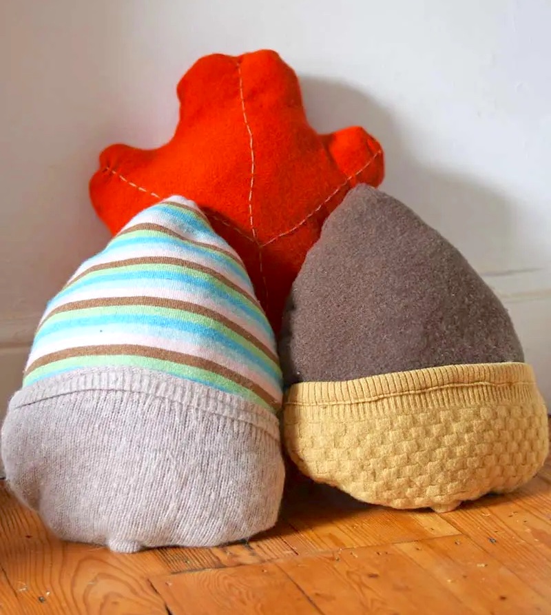 Upcycled Acorn Sweater Pillows