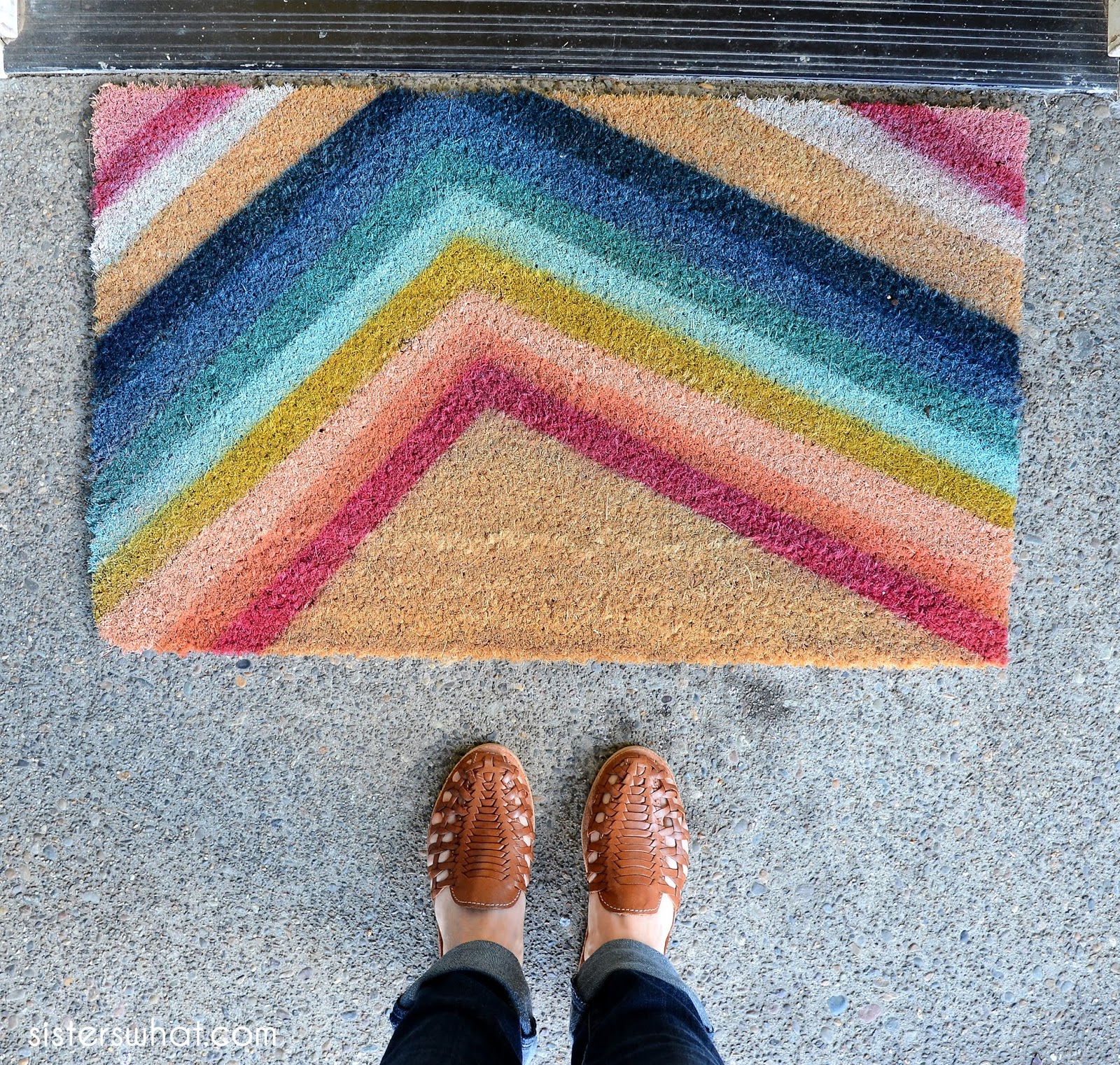 DIY Colorful Striped Door Mat