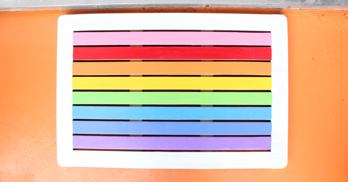 Rainbow Wood Doormat