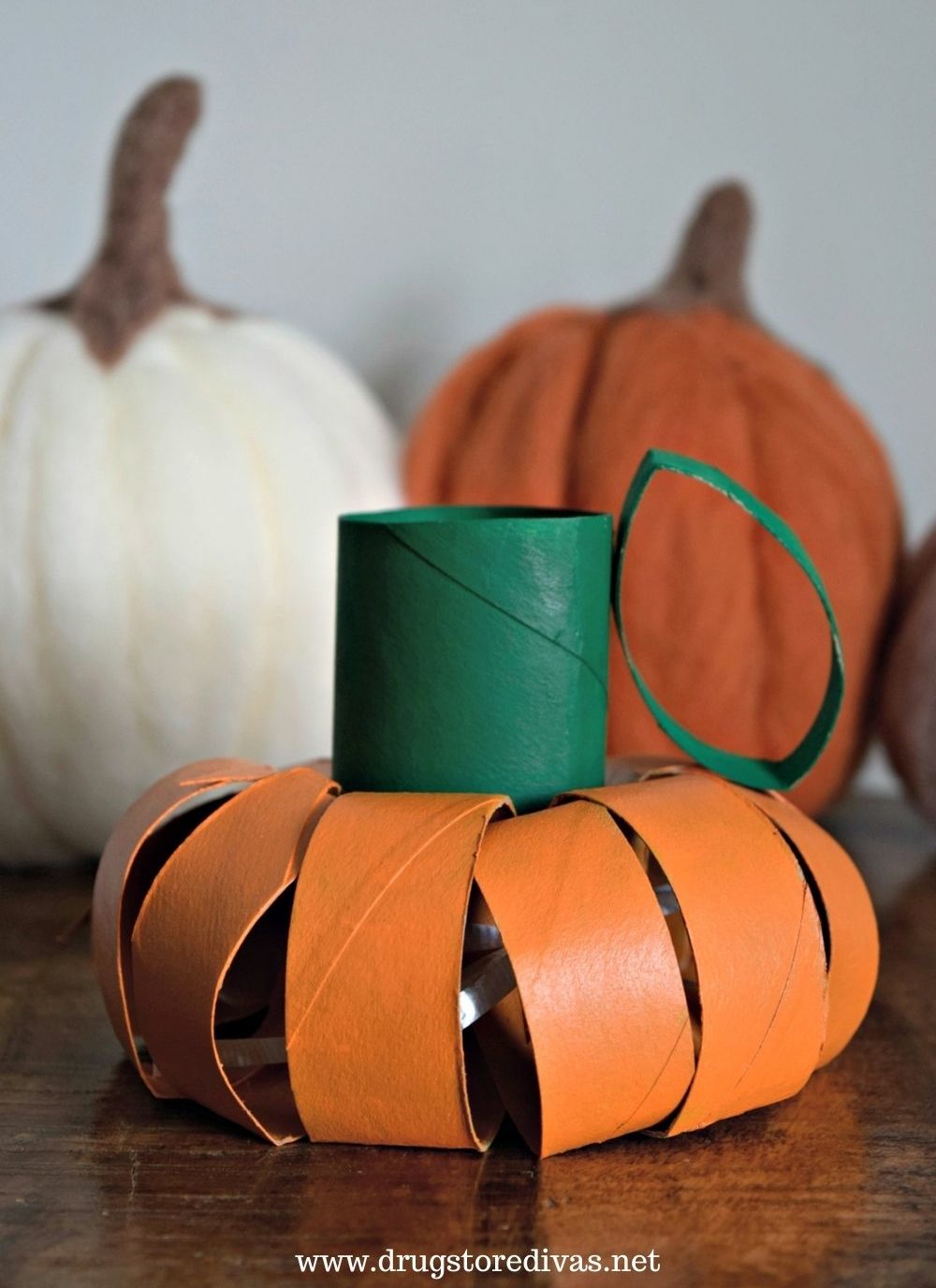 Toilet paper roll pumpkin craft