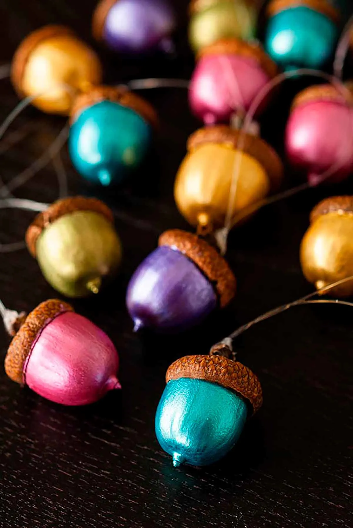 Metallic Acorn Christmas Ornaments