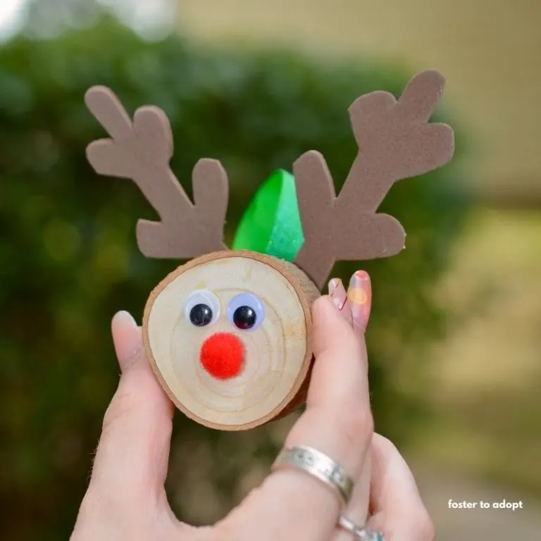 Wood slice Reindeer Ornament