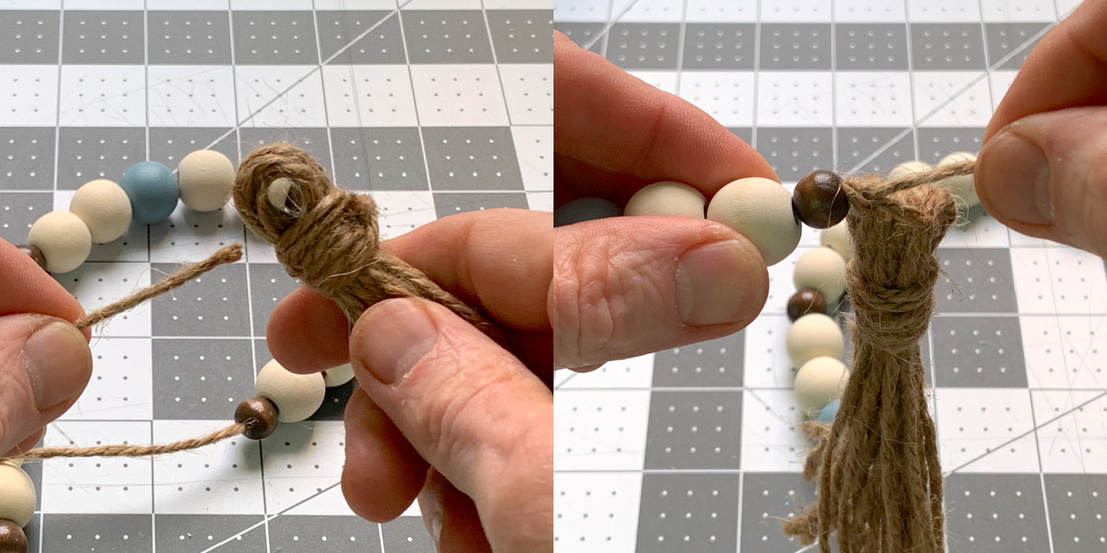 DIY Wood bead garland with tassels [10 min + $5 craft idea]