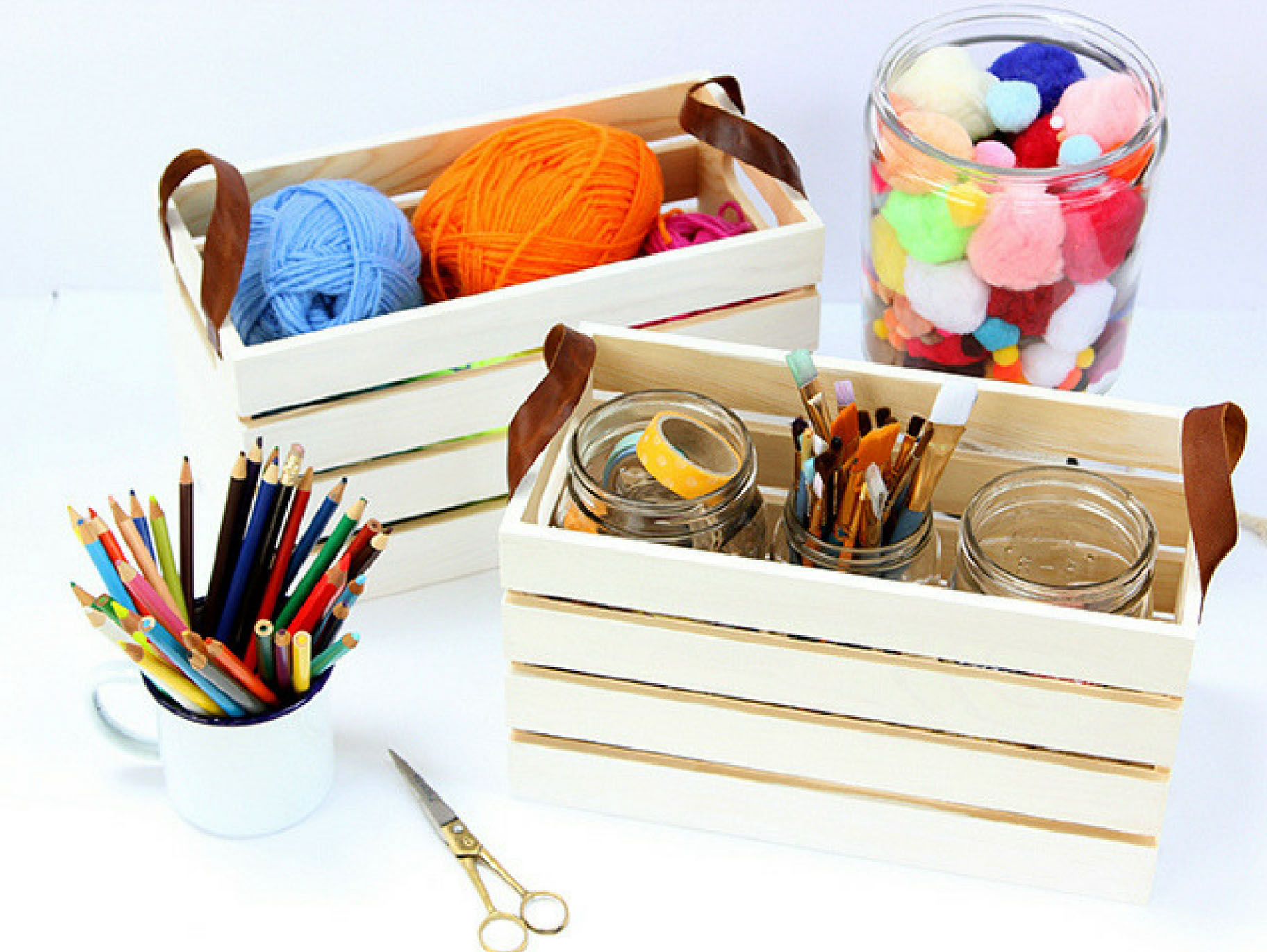 DIY Whitewashed Storage Crates