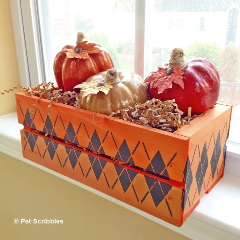 Fall Stenciled Wood Crate