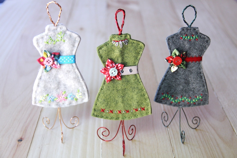 Dress Form Felt Ornaments