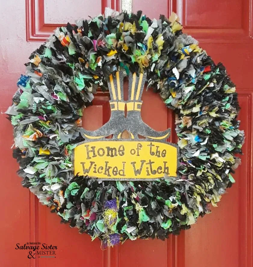 Upcycled plastic bag wreath