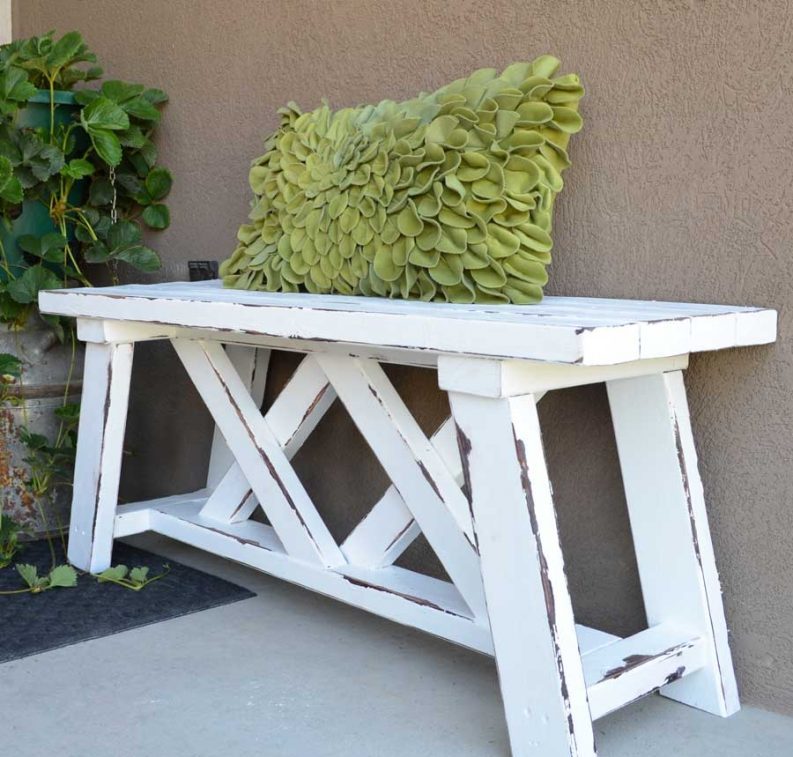 Distressed outdoor bench