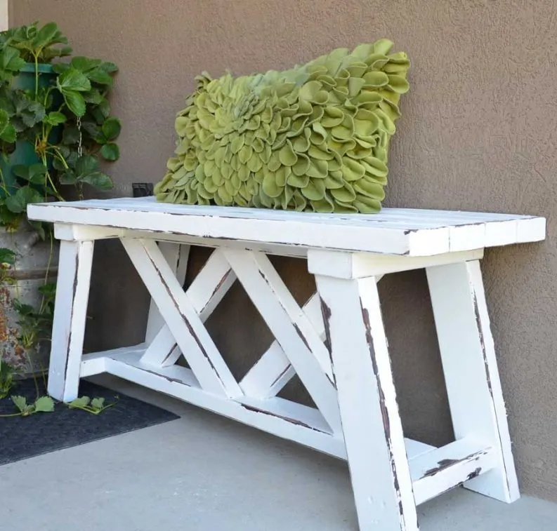 Distressed outdoor bench