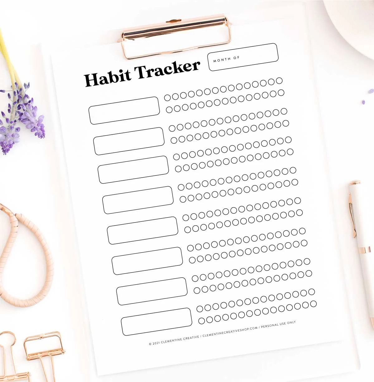 free printable 30-day habit tracker