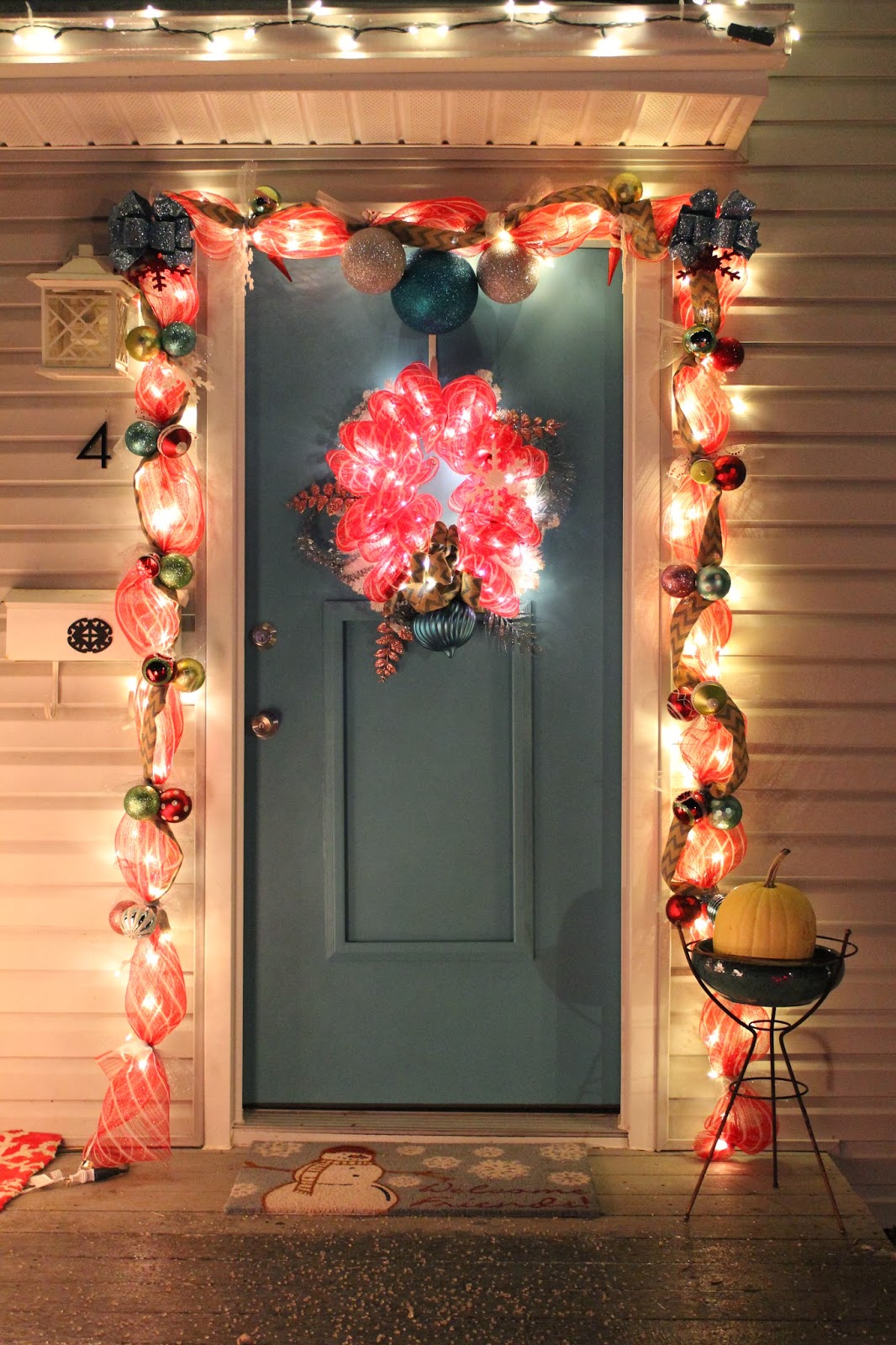 Deco Mesh Christmas Wreath and Garland