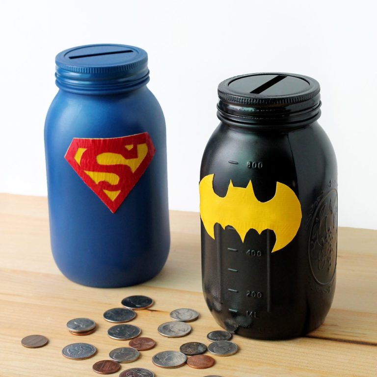 Mason Jar Superhero Bank