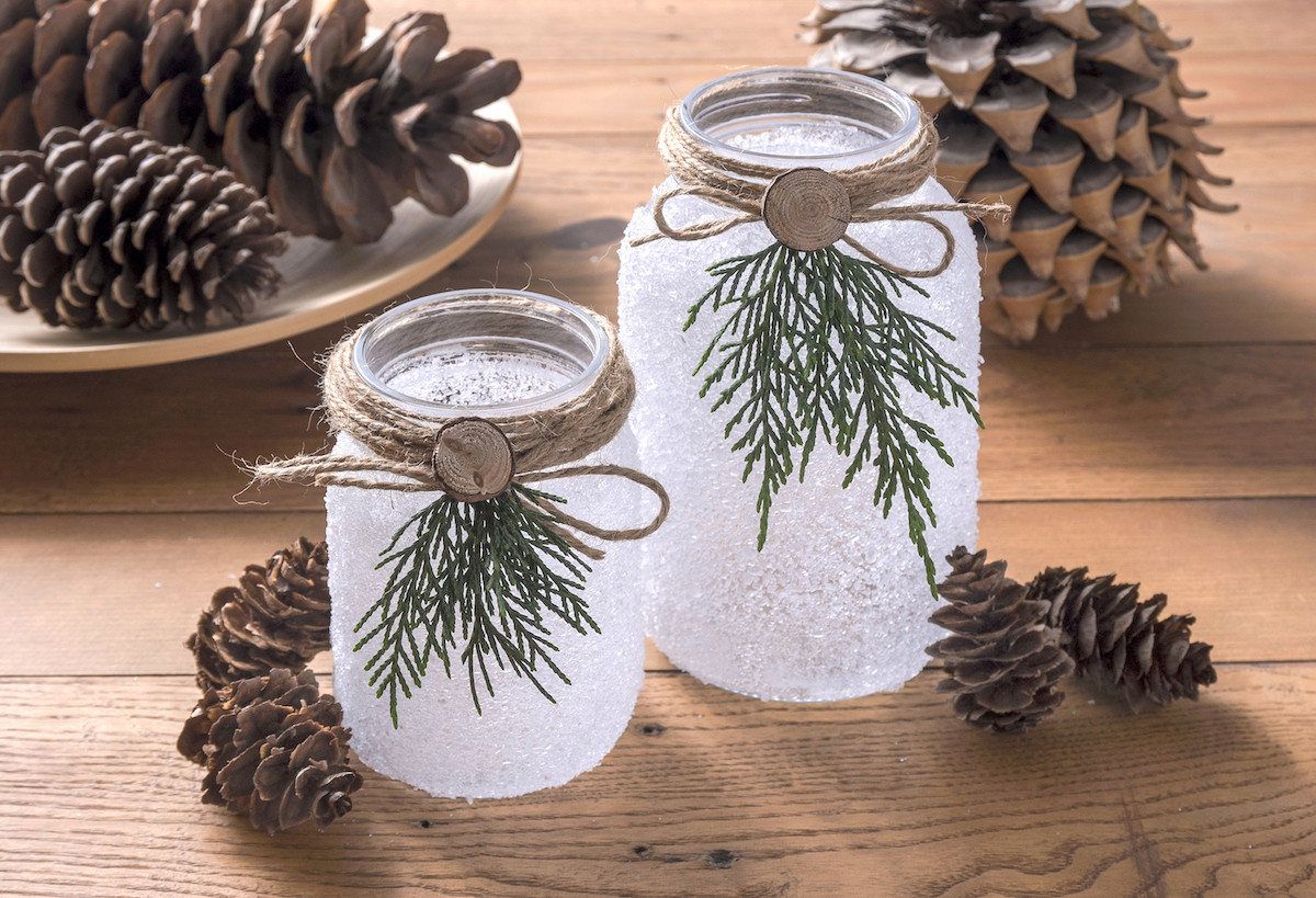 Mason Jar Luminaries with Faux Snow