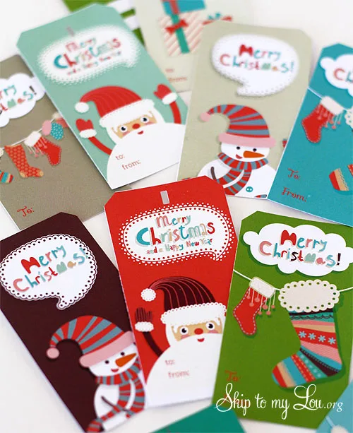 Mod Trees Printable Christmas Gift Labels - Instant Download