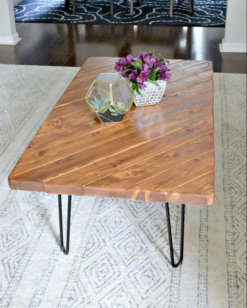 hairpin leg and scrap wood coffee table DIY