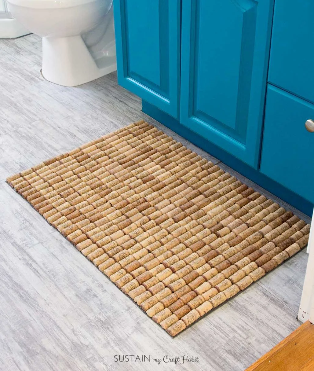 Cork bath mat made from wine corks