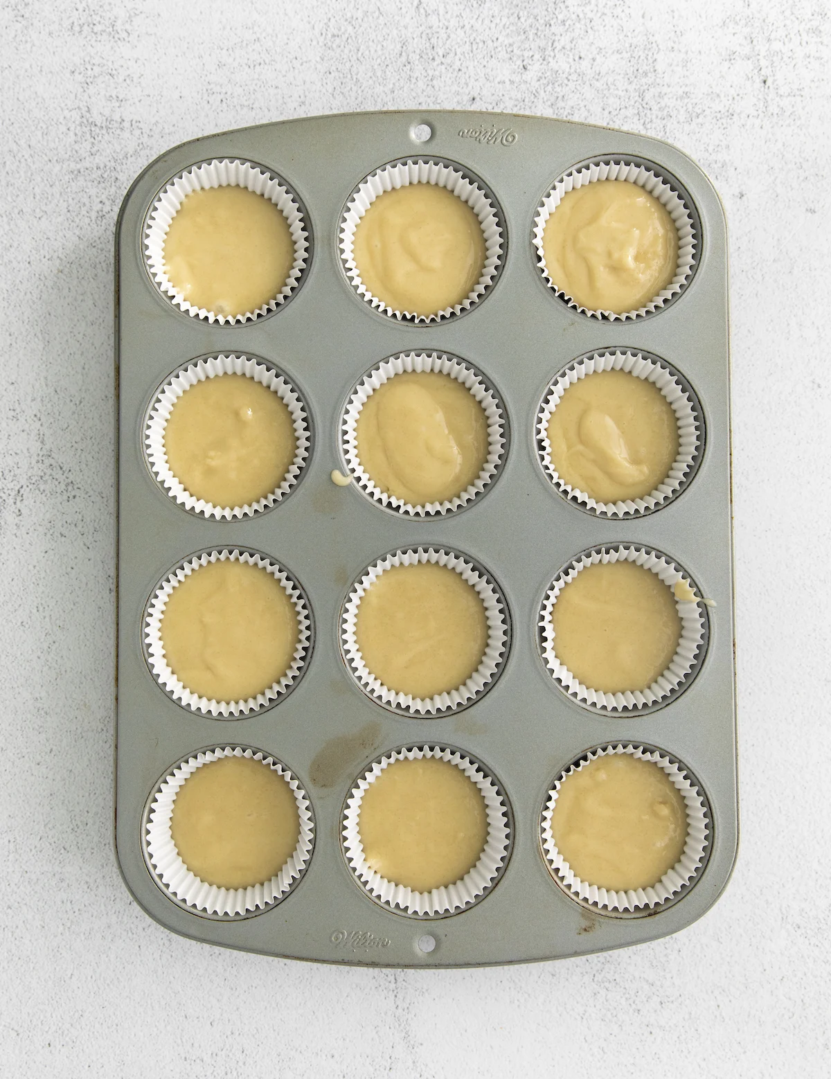 Cupcake batter in a cupcake pan