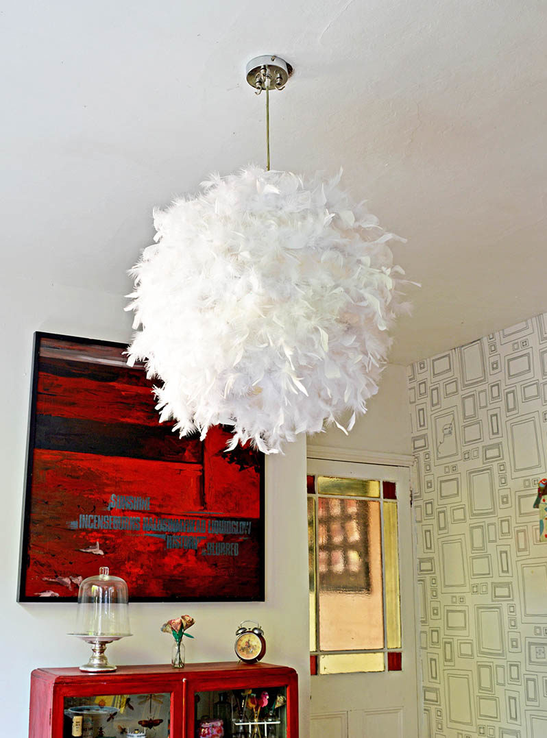 DIY Feather lampshade