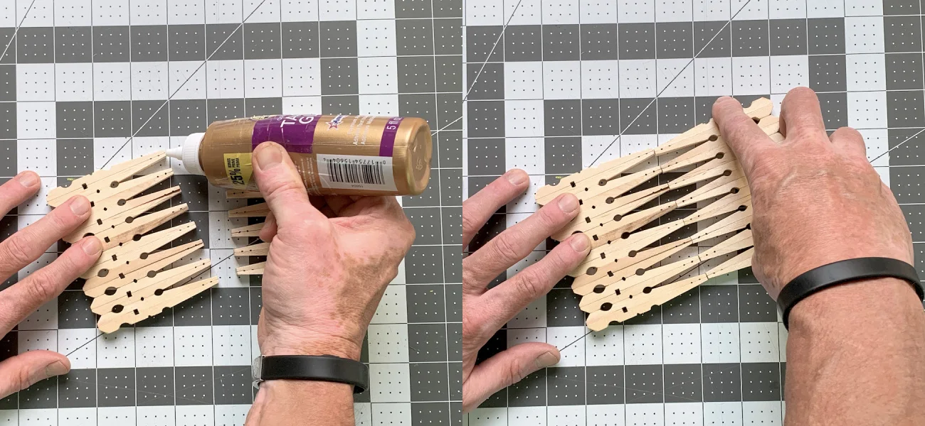 Gluing the sides of the napkin holder together