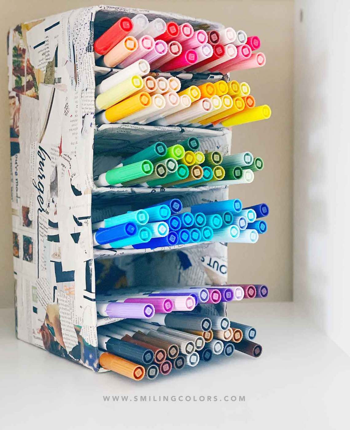 DIY Marker Storage from a cardboard box