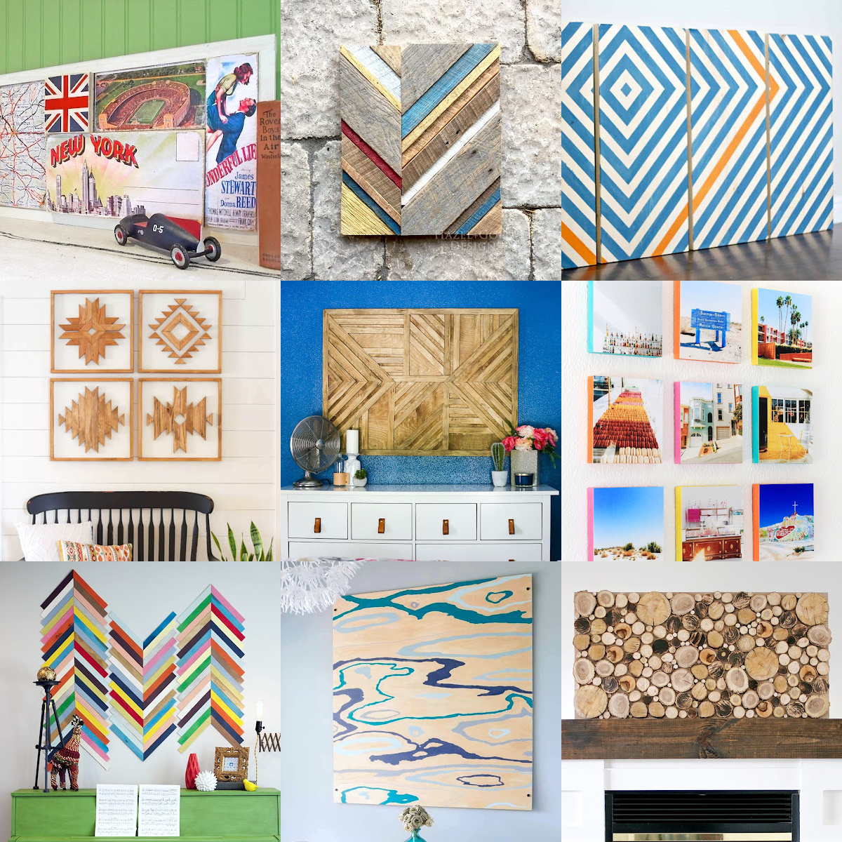 DIY Wood Wall Art Squares - Rustic Crafts & DIY