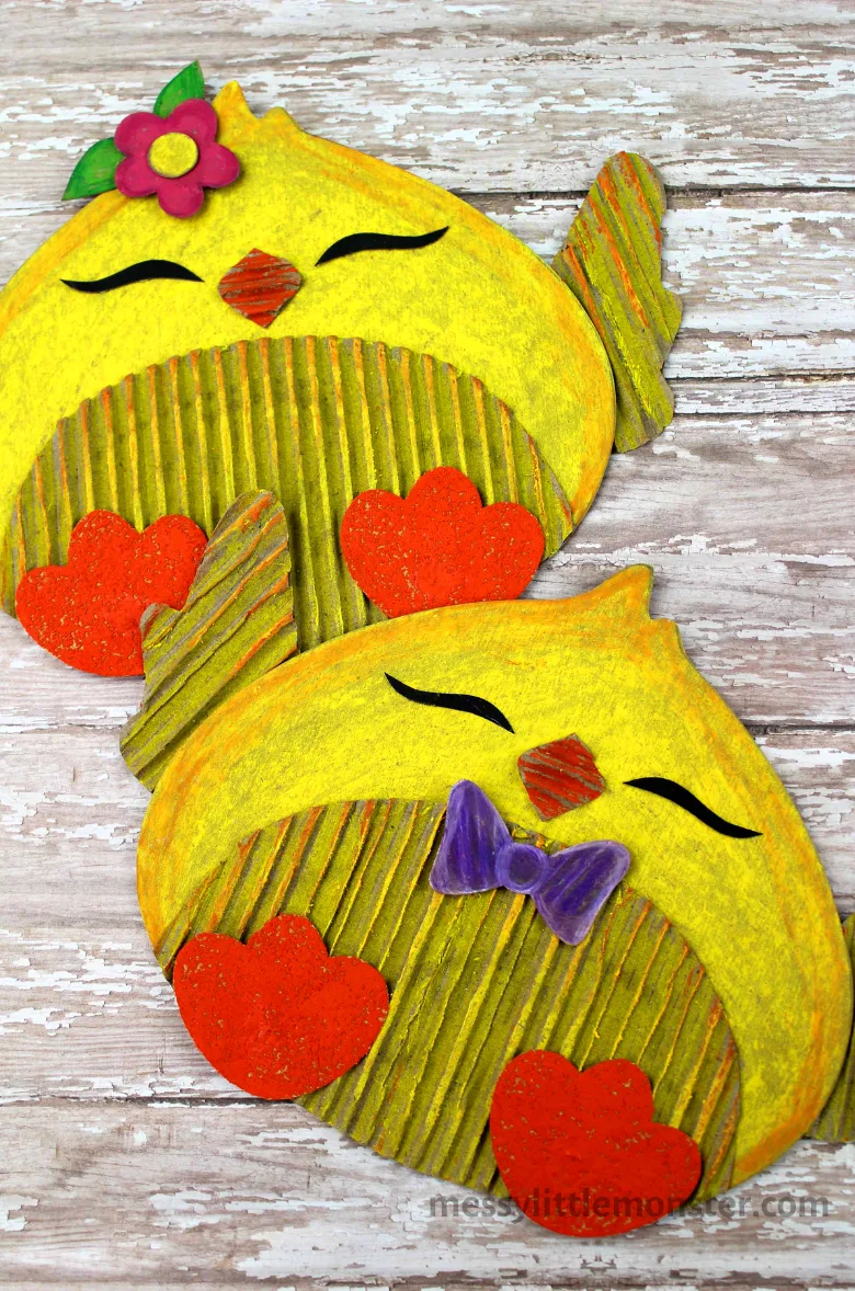 Cardboard chick craft for kids