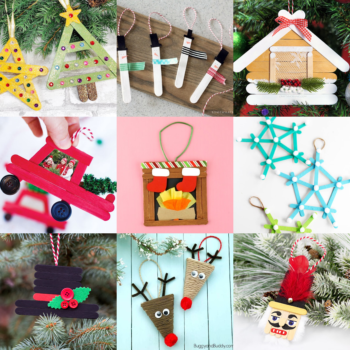 Popsicle Stick Photo Ornaments - School House - DIY, I'm Home