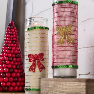 DIY Christmas candle with Dollar Tree supplies