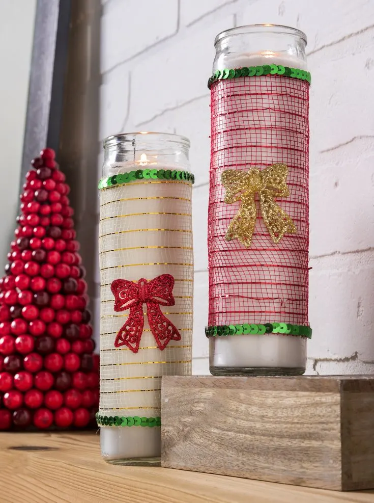 DIY Christmas candle with Dollar Tree supplies