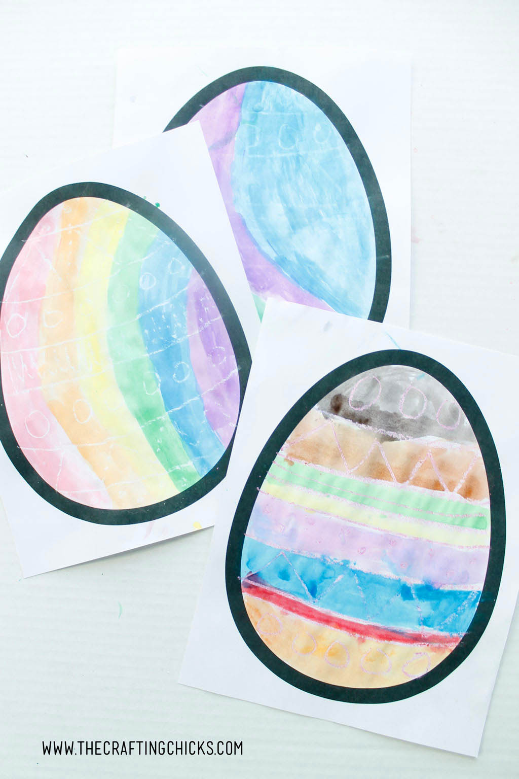 Easter egg watercolor resist art