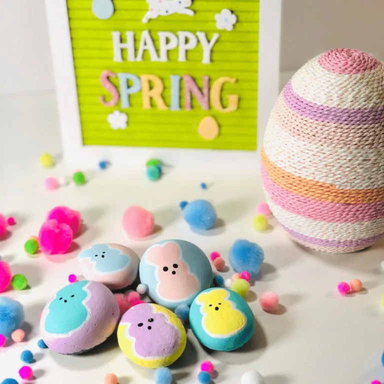 Easter Bunny Peeps painted rocks