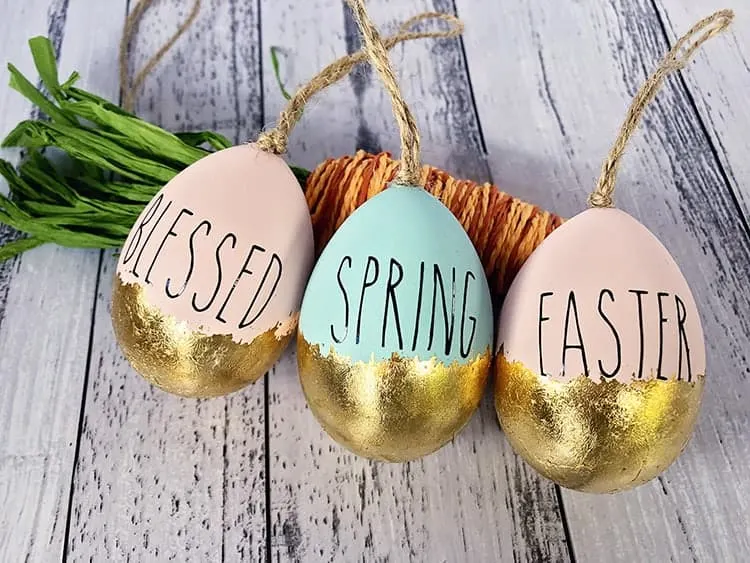 Fun Easter Egg Tutorial with Gold Leaf and Vinyl Sayings