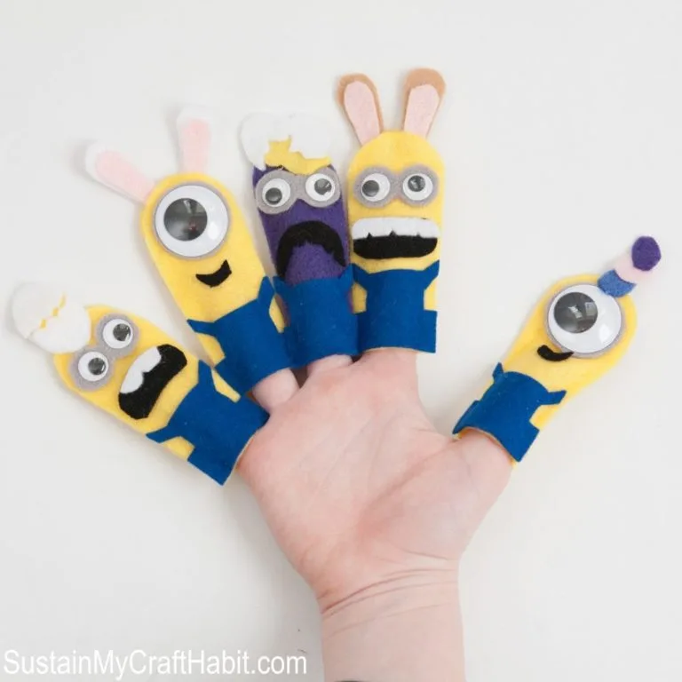 No sew minion finger puppets for Easter