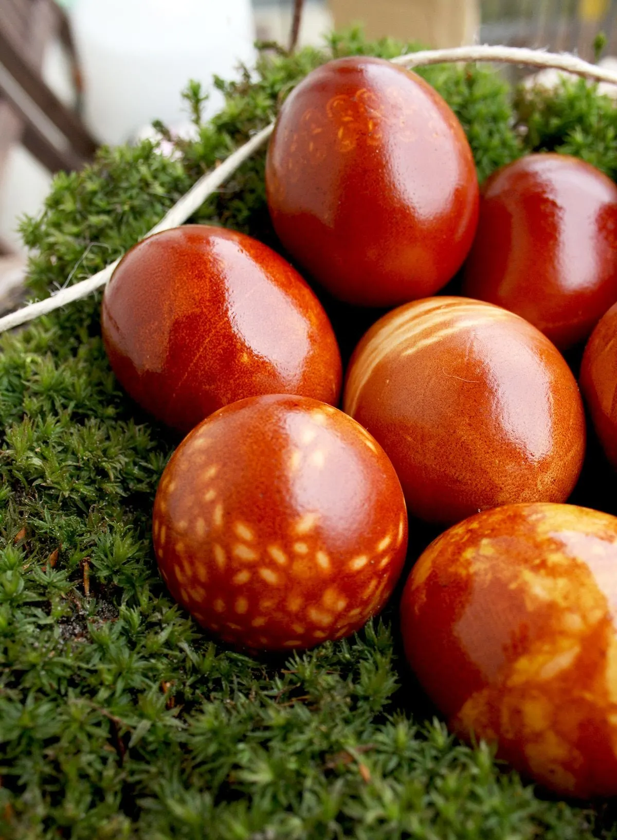 Natural egg dye using onion skins