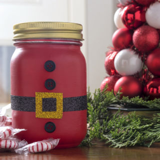 Painted Santa mason jar