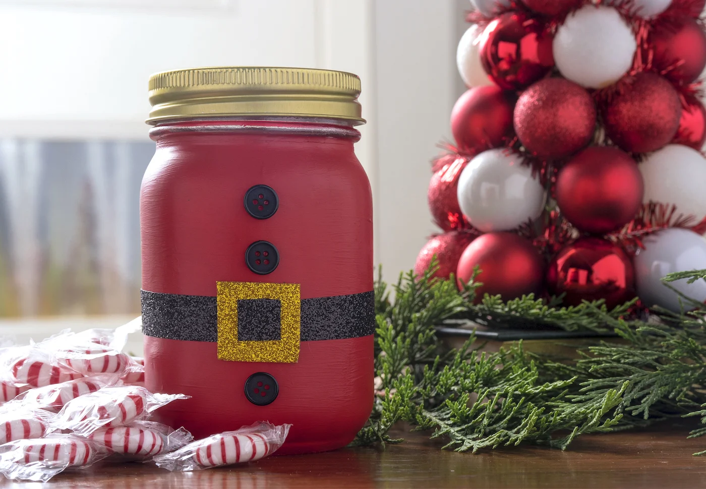 Painted Santa mason jar