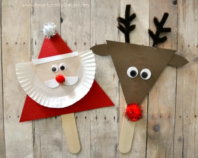 Santa and Reindeer Stick Puppets