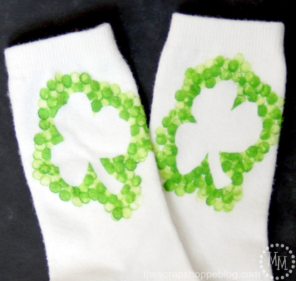 DIY Painted shamrock socks