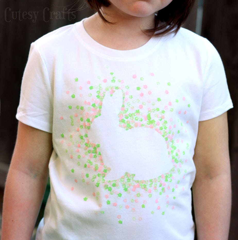 eraser stamped easter bunny shirt