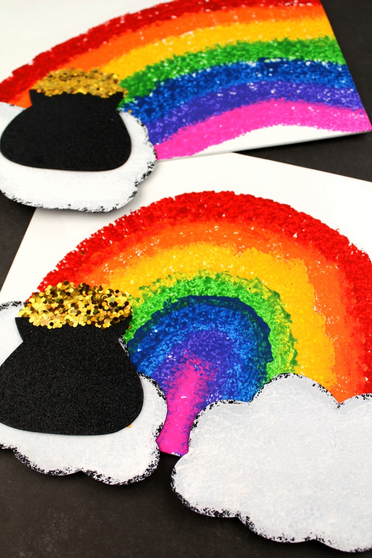 pot of gold rainbow sponge painting