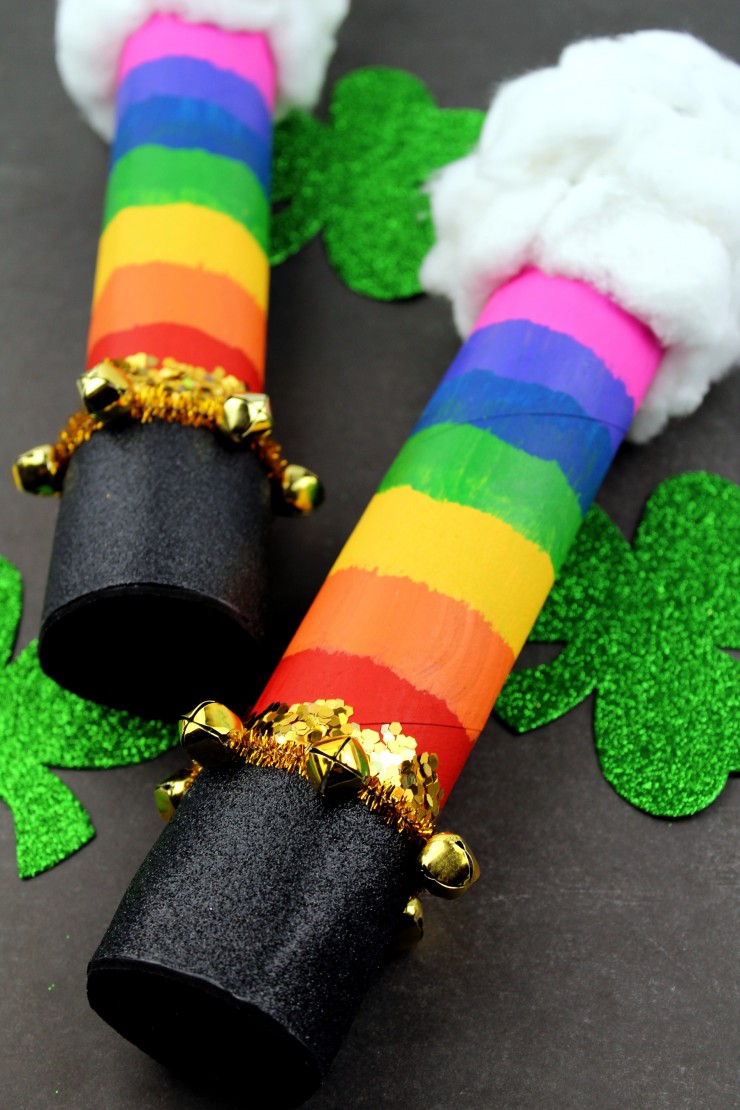 rainbow rain stick craft for kids on St Patrick's Day