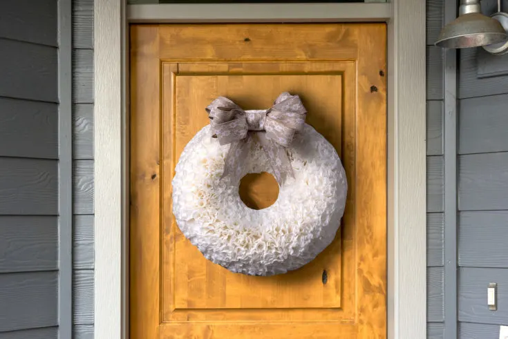 Coffee filter wreath with bow