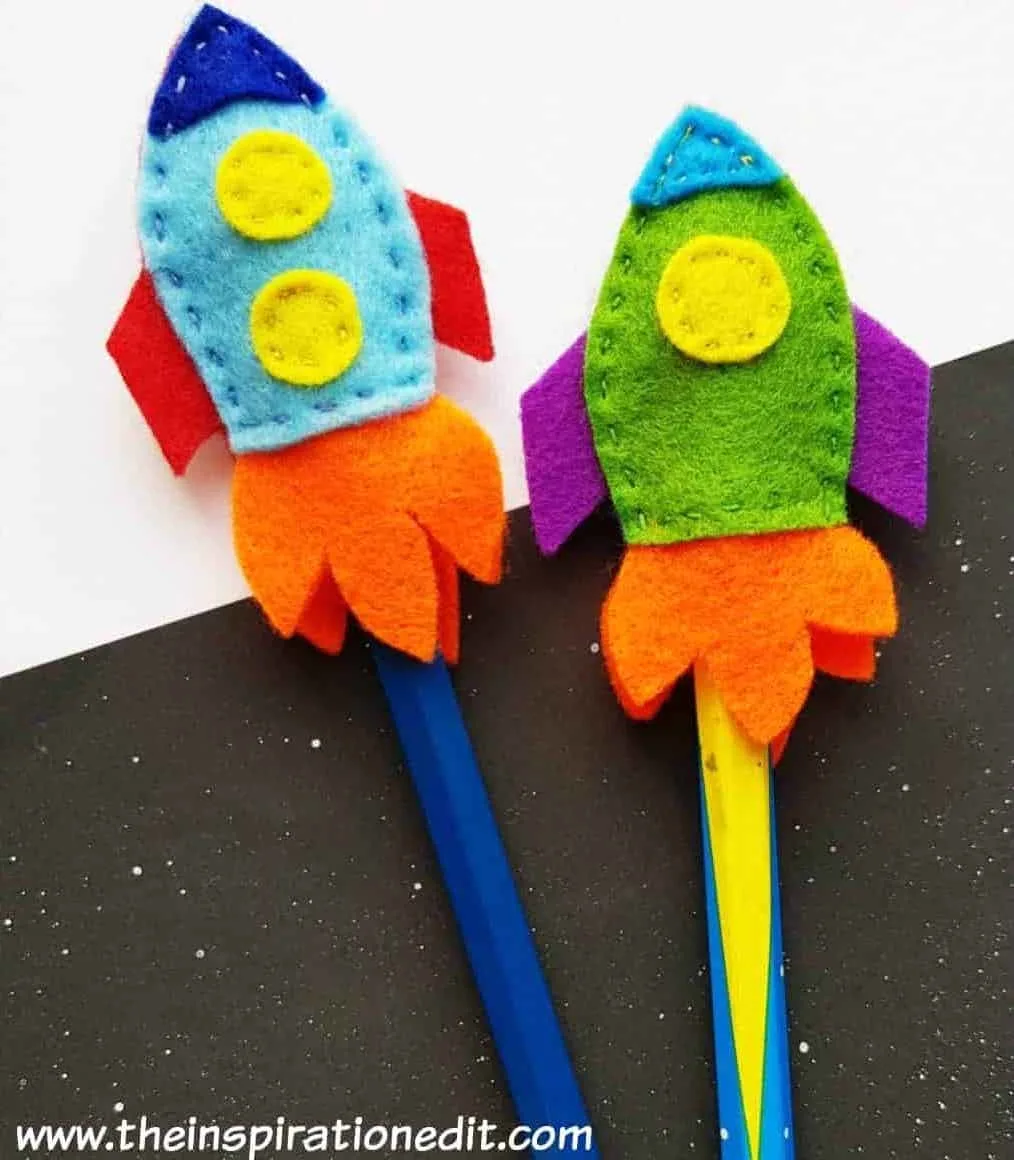 DIY Space Rocket Pencil Toppers