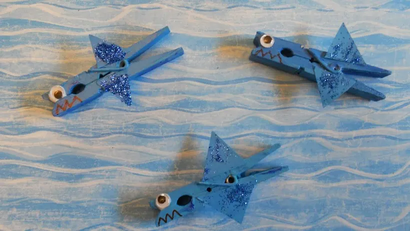 DIY clothespin sharks