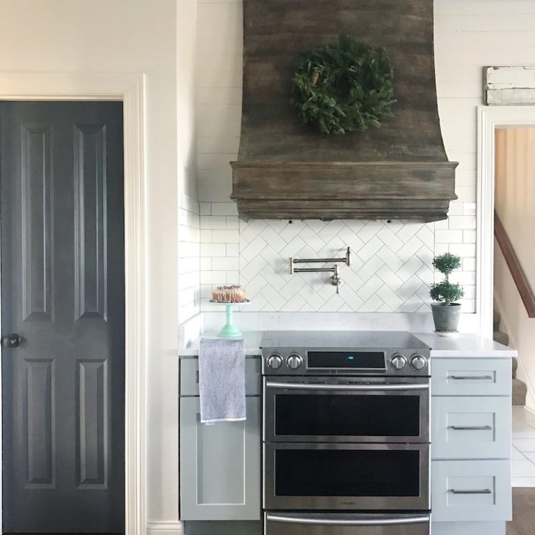 Faux wood painting tutorial for kitchen range hood