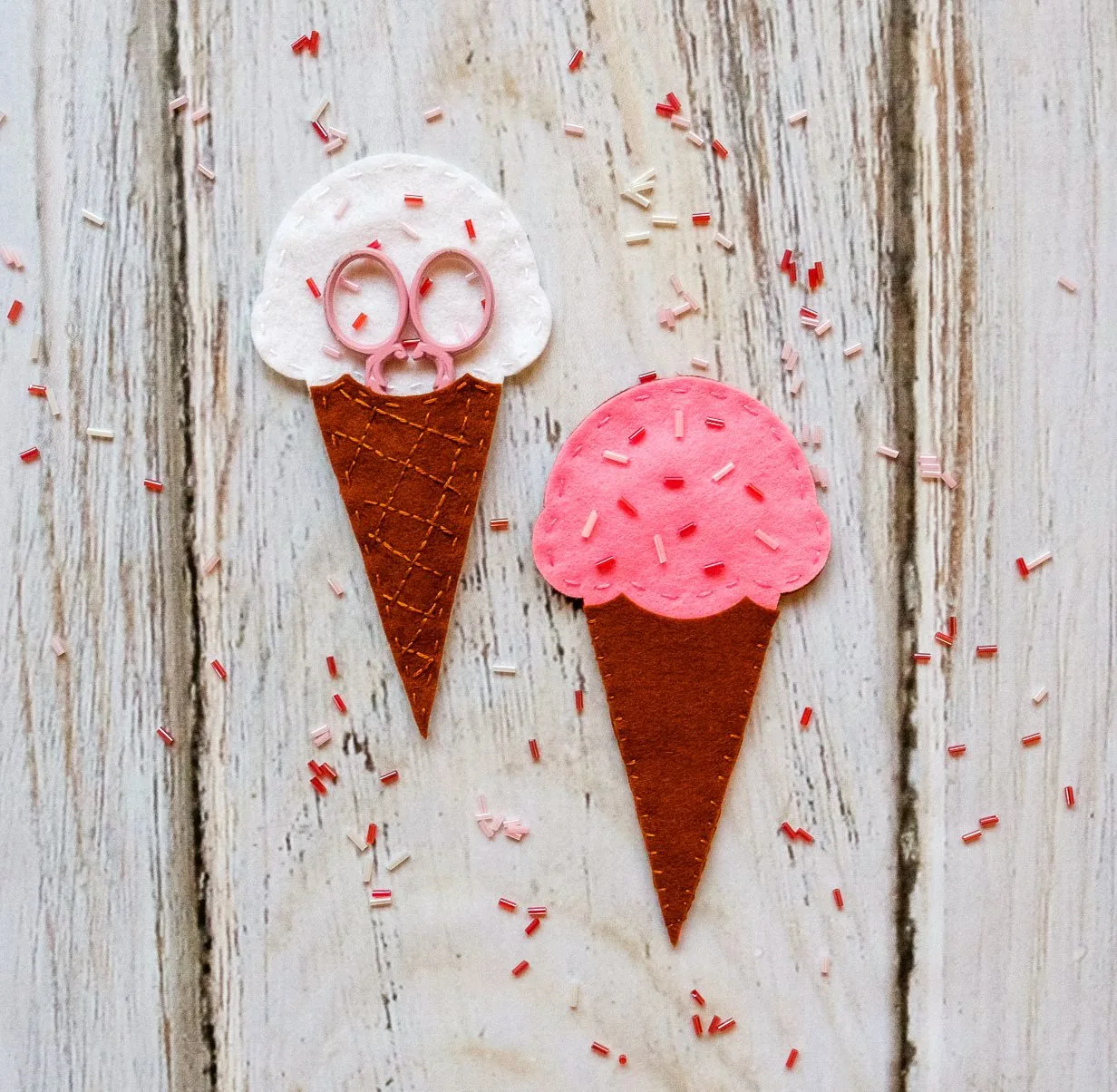 Felt Ice Cream Cone Scissors Pouch