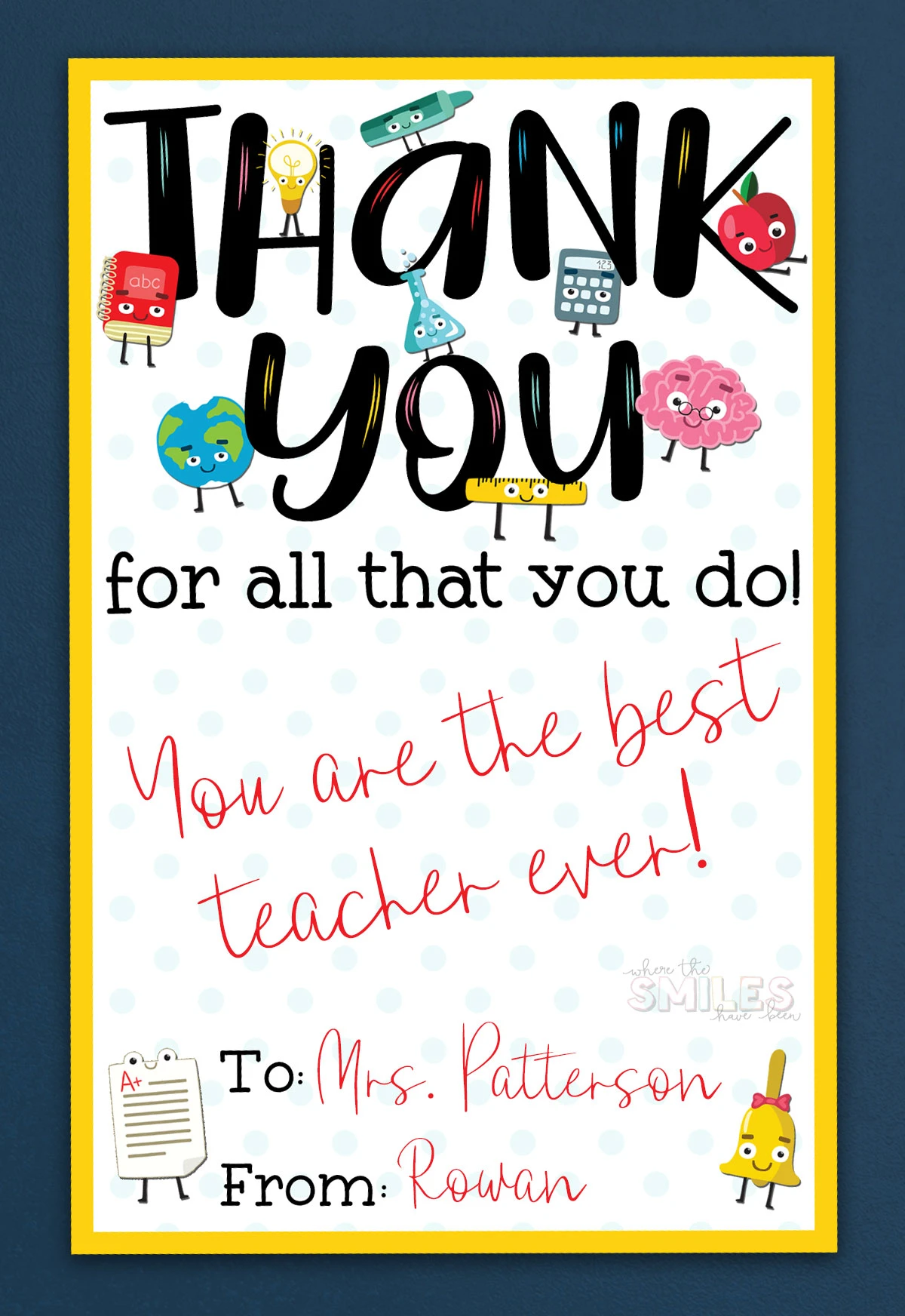 Free Thank You Teacher Appreciation Printable